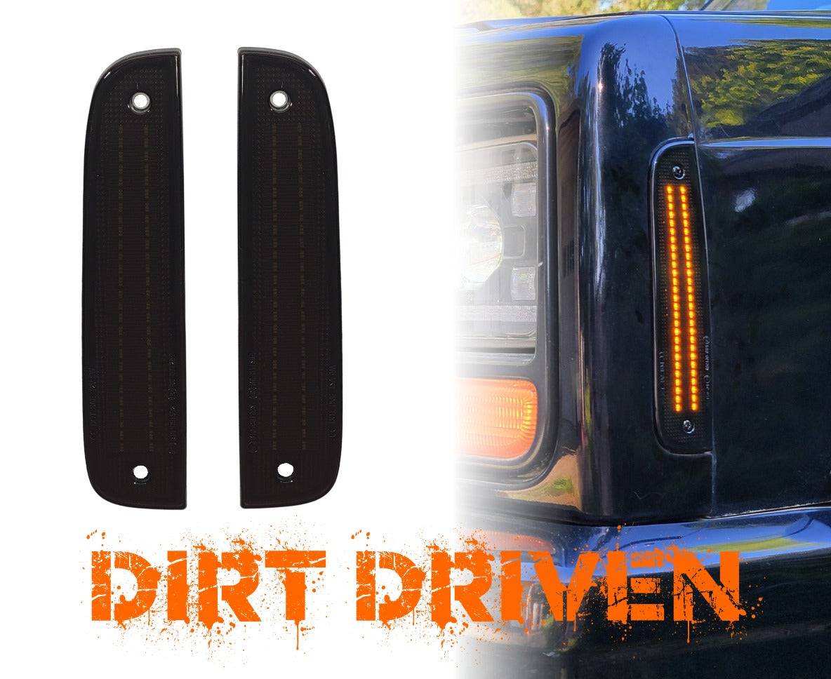 Double Row Amber LED Side Marker Lights; Smoked