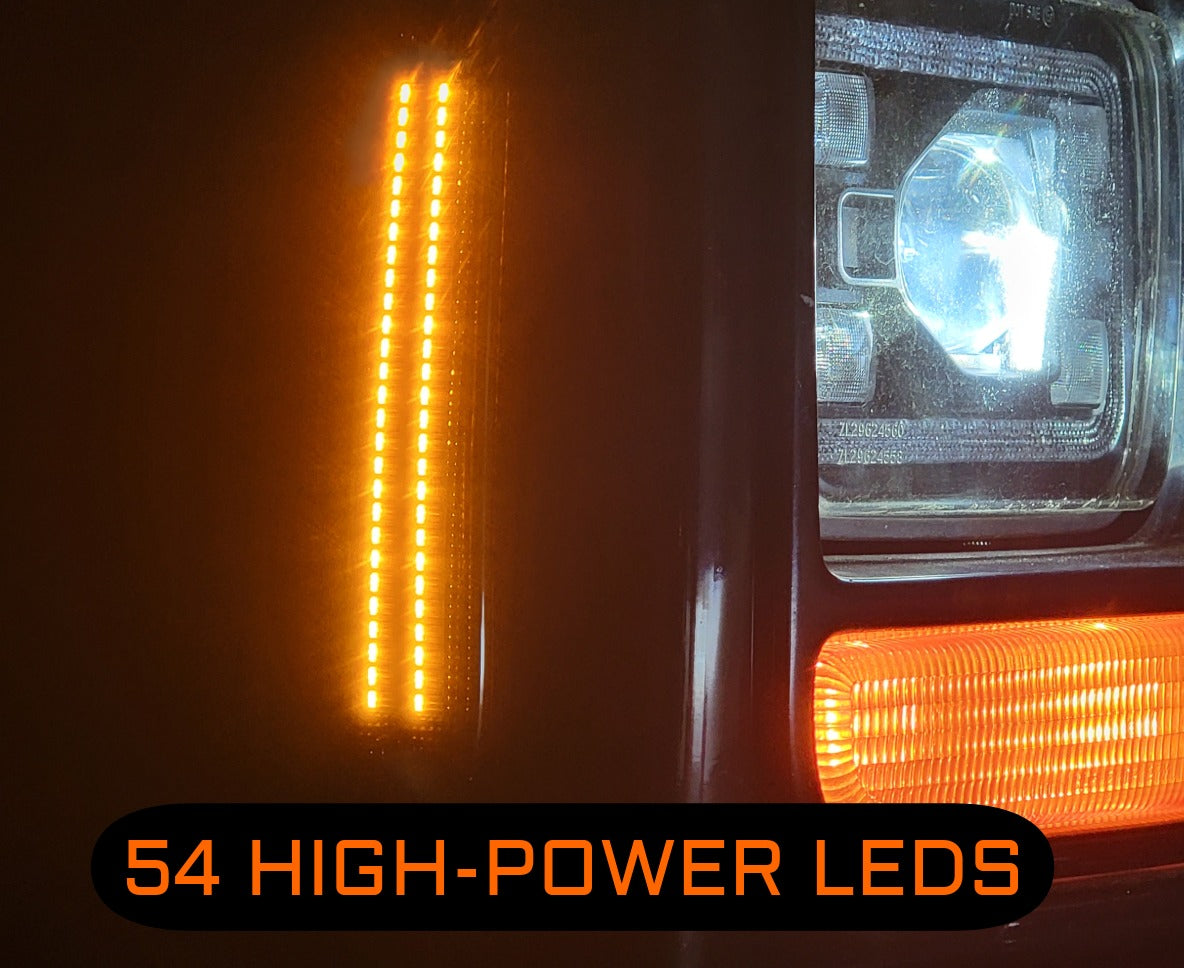 Double Row Amber LED Side Marker Lights; Smoked