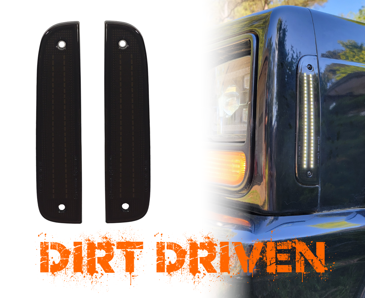 Double Row White LED Side Marker Lights; Smoked