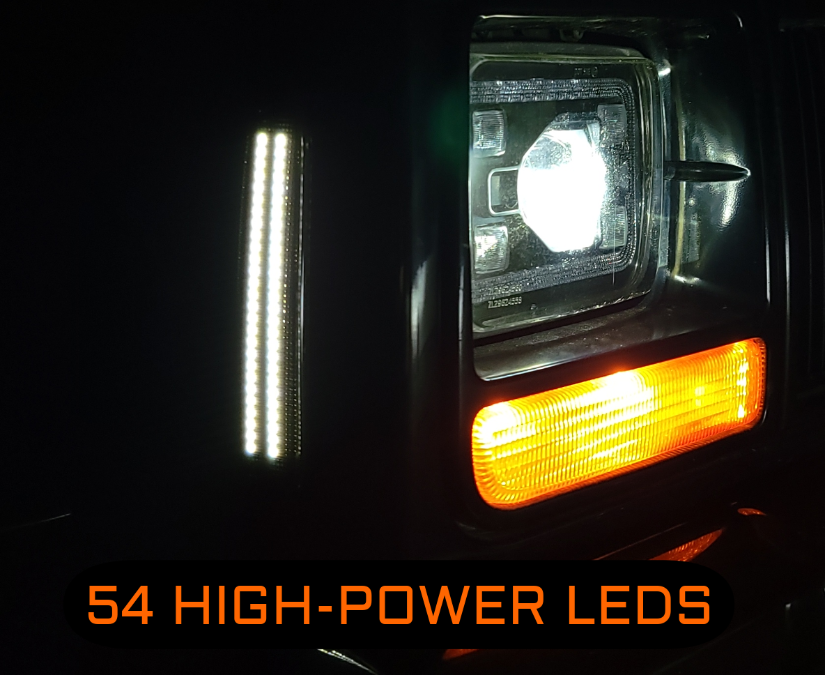 Double Row White LED Side Marker Lights; Smoked